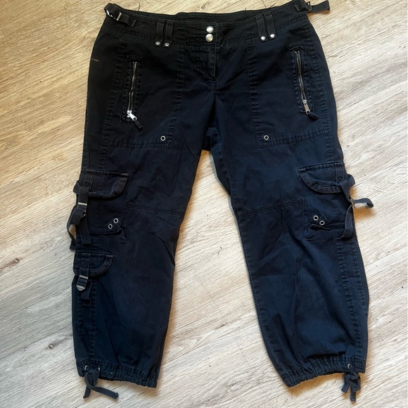 The Limited Pants - Vintage Y2K Utility Limited Cargo Zipper Drawstring Bottom Capri Pedal Pushers